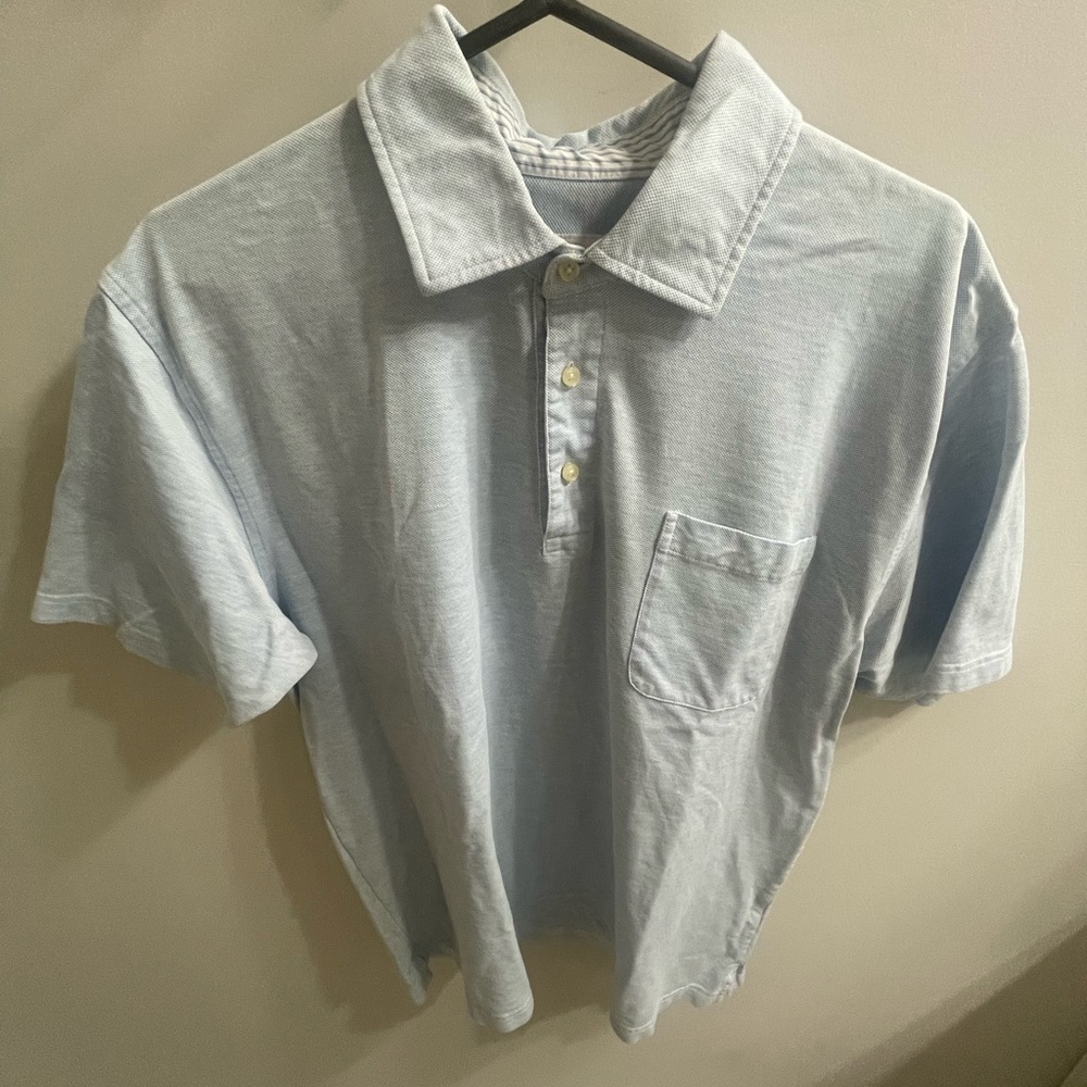 Brooks Brothers Light Blue Cotton Polo Shirt Size L Classic Preppy